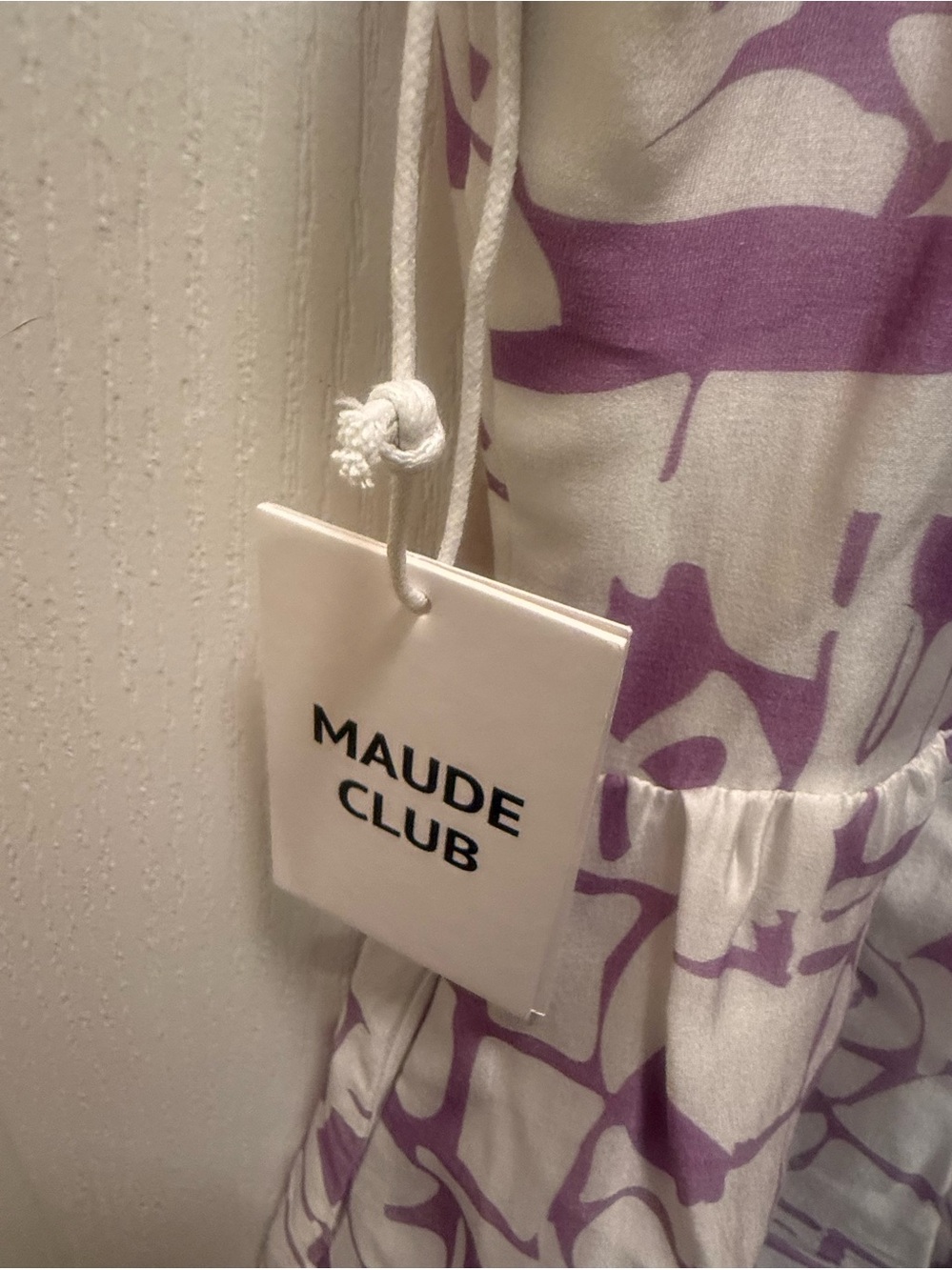 Maude Club Kelsie Romper Lilac White Print Spaghetti Strap Size S NWT - Picture 4 of 5
